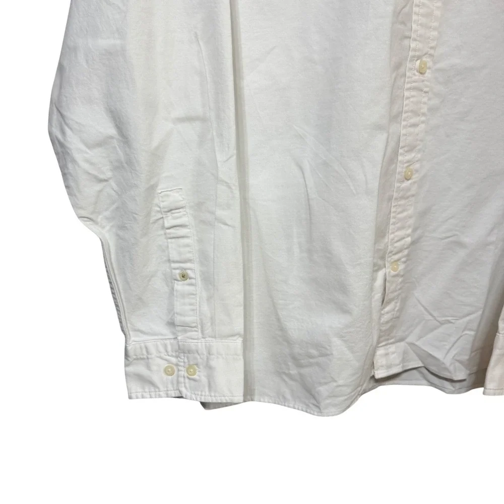 Banana Republic Mens White Oxford Shirt XXL Untucked Standard Fit Cotton Logo